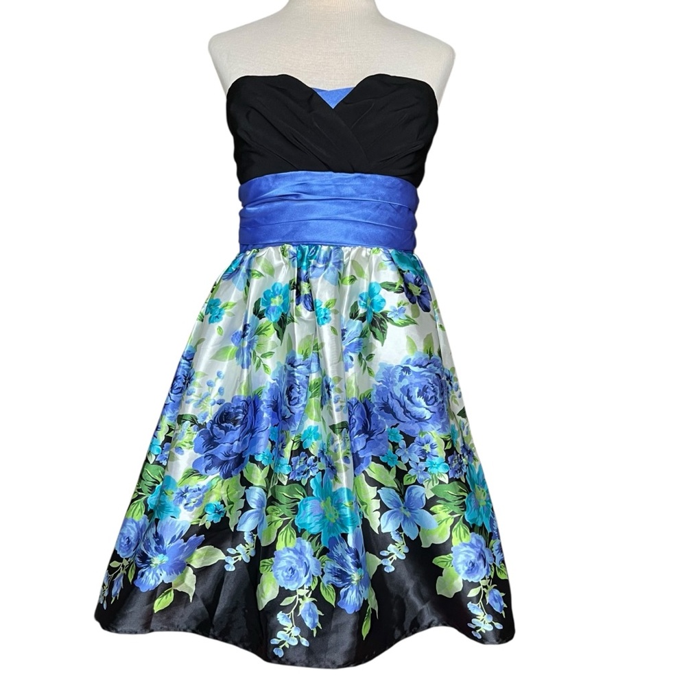 VINTAGE 2000s Trixxi Women’s Junior Black Floral Cocktail Party Dress Sz M